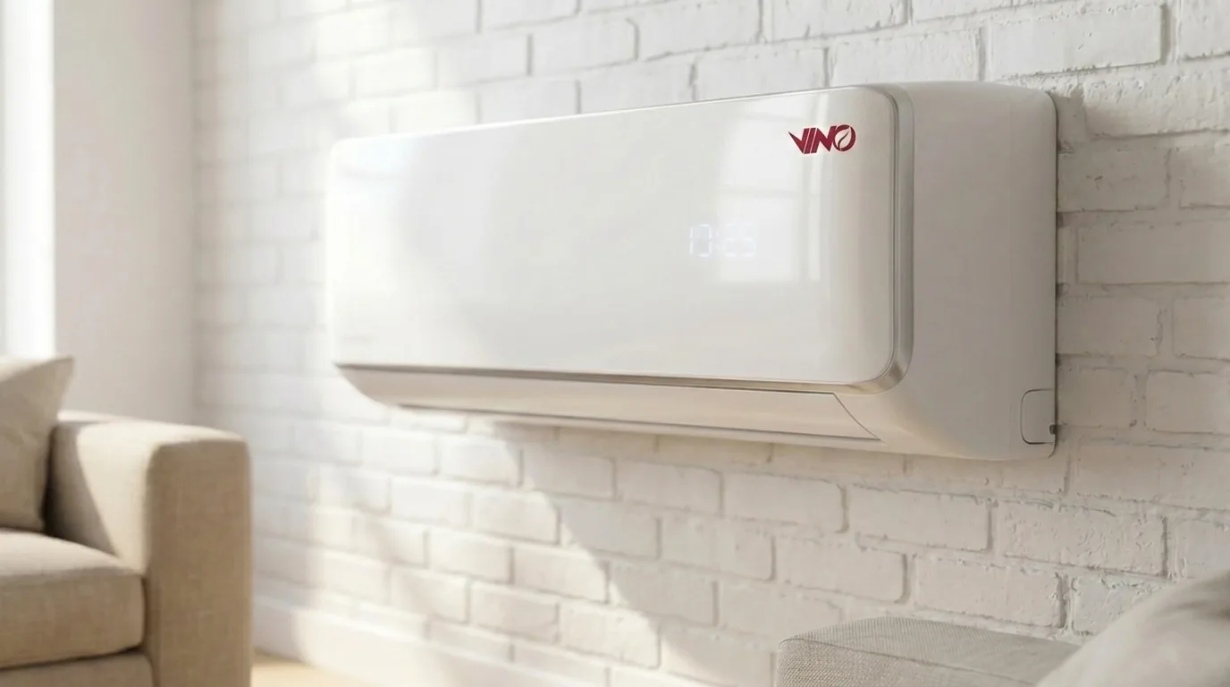 Purificateur d'air VINOTECH posé discrètement dans un salon contemporain